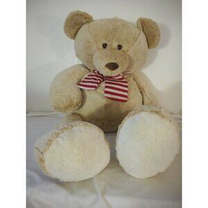 Large Plush Tan Teddy Bear 35" Tall Scarf very soft